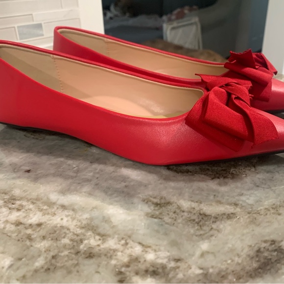 C.Paravano Red Pointy Bow Flats (Aida) Size 39 US 8.5 - Picture 3 of 6